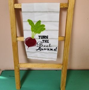Rustic Tea Towel Ladder Display